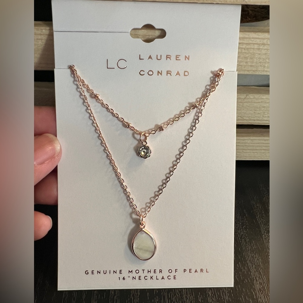 LC Lauren Conrad Rose Gold Mother of Pearl Necklace